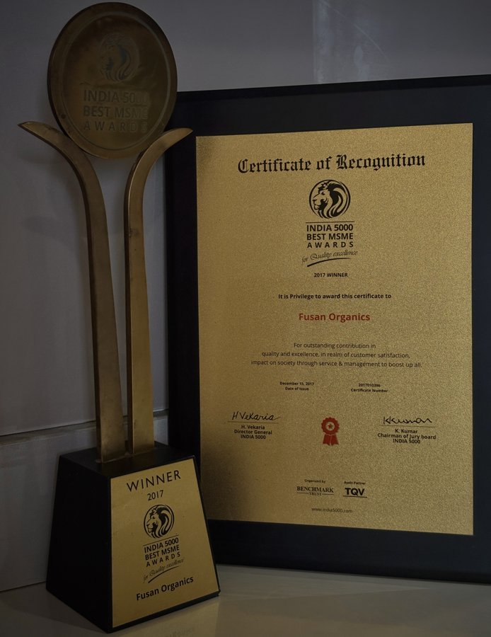 India 5000 Best MSME Award Winner 2017 - Fusan Organics